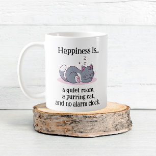 Geluk is... een rustige kamer, een kat, en geen al koffiemok