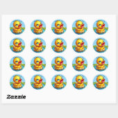 Geluk is een Schattigee Ducky Round Sticker (1) (Vel)