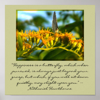 Geluk is een vlinderomlijste afdruk poster