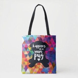Geluk is een warme, kleurrijke piramide tote bag