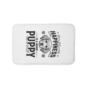 Geluk Is Een Warme Puppy Vintage Hond Shirt Ontwer Badmat
