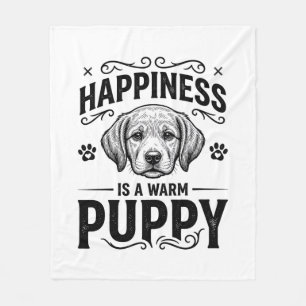 Geluk Is Een Warme Puppy Vintage Hond Shirt Ontwer Fleece Deken