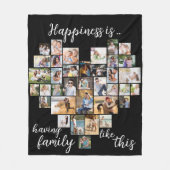 Geluk is Hartvorm 36 Foto Collage Black Fleece Deken (Voorkant)