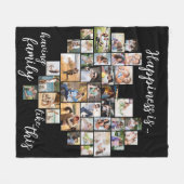 Geluk is Hartvorm 36 Foto Collage Black Fleece Deken (Voorkant (Horizontaal))