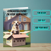 Geluk is het uitpakken van New Home Gefeliciteerd Kaart