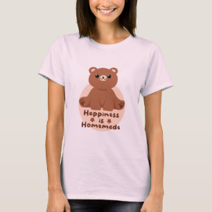 Geluk is homemade Kawaii schattig baby bruin T-shirt