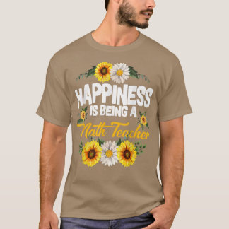 Geluk is leraar zonnebloempjes t-shirt