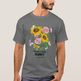 Geluk is mama-leven, bloemen kunst moeders D T-shirt