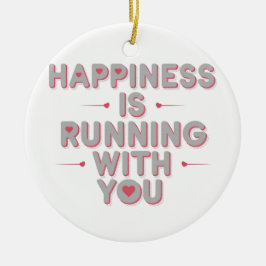 Geluk is met je mee rennen, een cadeau voor een ko keramisch ornament