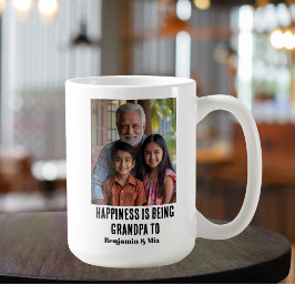 Geluk is Opa zijn van Naam Familie Foto  Koffiemok
