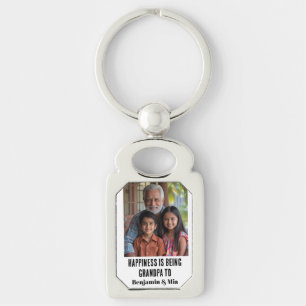 Geluk is Opa zijn van Naam Familie Foto Sleutelhanger