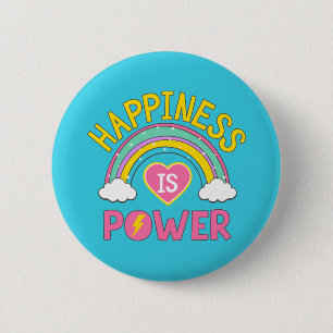 Geluk is Power Rainbow Ronde Button 5,7 Cm