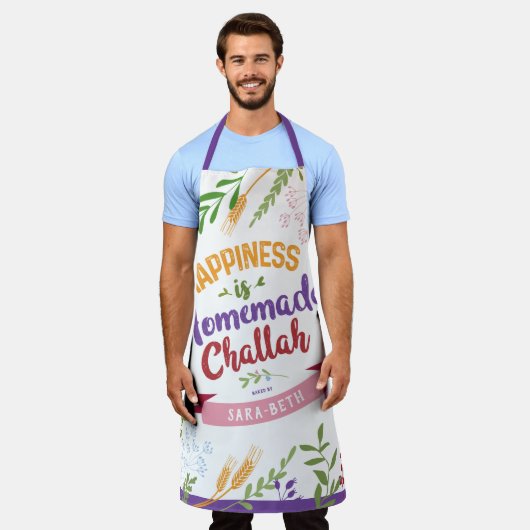 Geluk is Thuisgemaakte Challah ENORM Bloemstuk Schort (Gedragen)