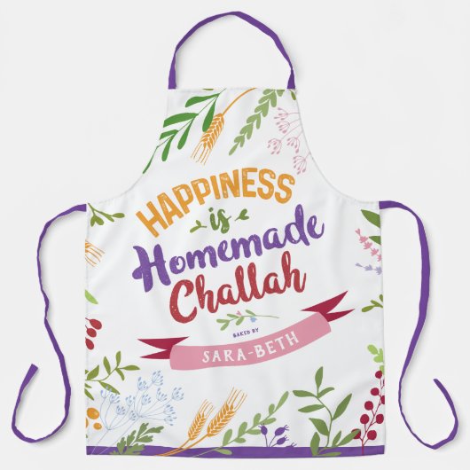 Geluk is Thuisgemaakte Challah ENORME Bloemenboeke Schort (Voorkant)