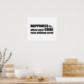 Geluk is wanneer uw code zonder fout loopt poster (Keuken)