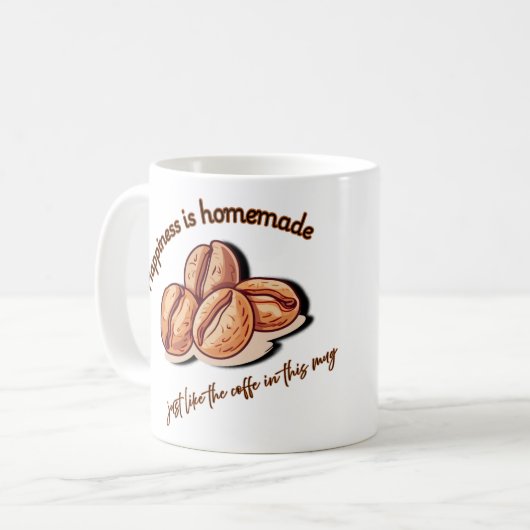 Geluk is zelfgemaakt, net als koffie in deze mok (Voorkant links)