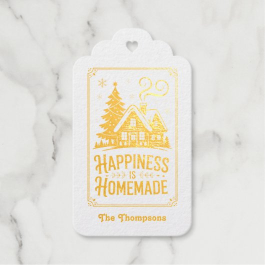 Geluk is zelfgemaakte kerstvakantie cadeaulabels (Voorkant)