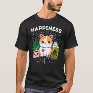 Geluk Kat Planten IJskoude Matcha Groene Thee Grap T-shirt