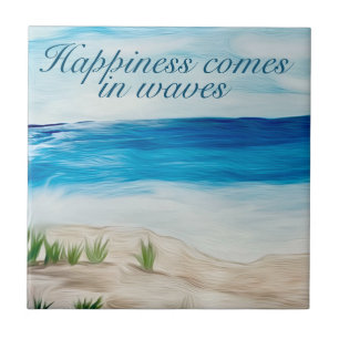 Geluk komt in golven Hard plastic onderzetter Tegeltje