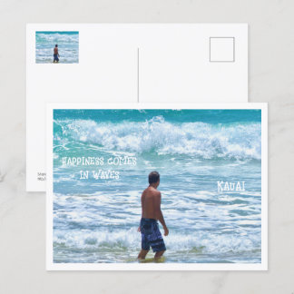 Geluk Komt In Golven/Man , Oceaan golven, Kauai Briefkaart