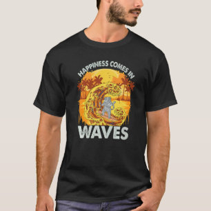 Geluk Komt In Golven Surfende Kat Surfen T-shirt