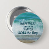 Geluk komt in WAVES Ronde Button 7,6 Cm (Voorkant /achterkant)