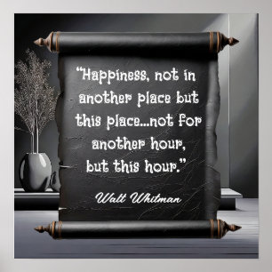 "Geluk, niet op een andere plek" - Walt Whitman Poster