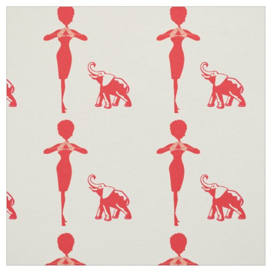 Geluk Rode Olifant Stof (Swatch)
