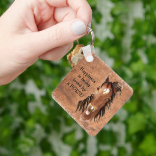 Geluk wordt geliefd door een PAARD Custom Sleutelhanger