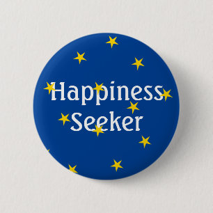 Geluk Zoeker Gele Sterren Blauw Ronde Button 5,7 Cm