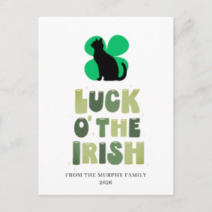 Geluk Zwart Kat Klaver St. Patrick's Dag Feestdagenkaart