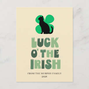 Geluk Zwart Kat Klaver St. Patrick's Dag Feestdagenkaart