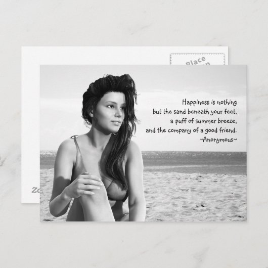 Geluk Zwarte en Witte Post Card Briefkaart (Voorkant / Achterkant)