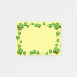 Gelukbrengende vierbladige klavers & lieveheersbee post-it® notes
