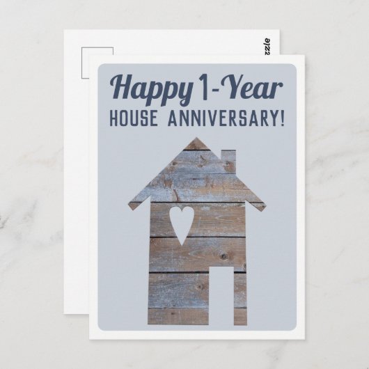 Gelukige 1-jaars huisjubileumkaart briefkaart (Voorkant / Achterkant)