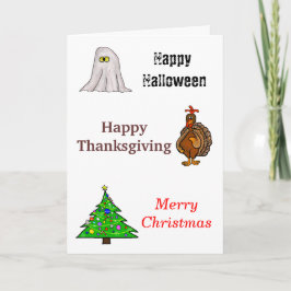 Gelukige Halloween, Thanksgiving, Kerstkaart Feestdagen Kaart