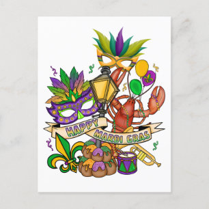Gelukige Mardi Gras Ansichtkaart Briefkaart