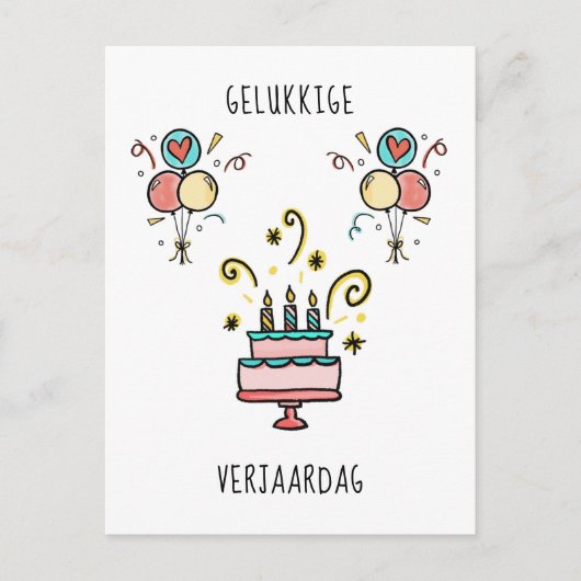 Gelukk ige Verjaardag | Fijne verjaardag Briefkaart (Voorkant)