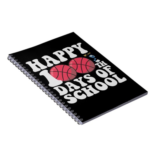 Gelukkig 100 dagen school cadeau voor basketbalfan notitieboek (Rechterzijde)