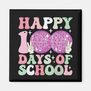 Gelukkig 100 dagen school Disco bal Groovy Retro Magneet