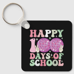 Gelukkig 100 dagen school Disco bal Groovy Retro Sleutelhanger