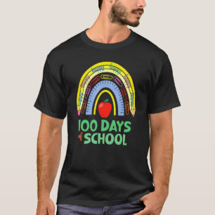 Gelukkig 100 dagen school Lieve regenboog potlood T-shirt