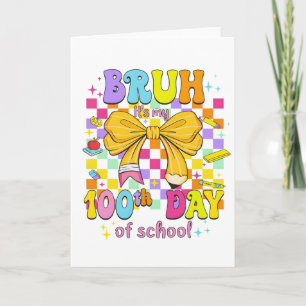 Gelukkig 100 dagen school roze strik kaart