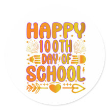 Gelukkig 100e schooldag sticker 100 dagen slim