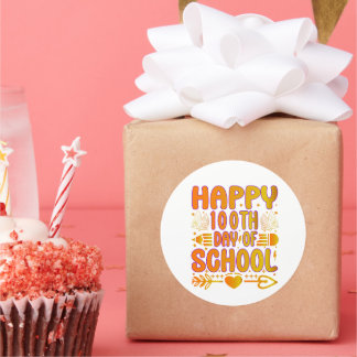 Gelukkig 100e schooldag sticker 100 dagen slim