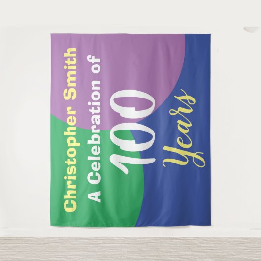 Gelukkig 100ste verjaardagsfeest wandkleed (Voorkant)