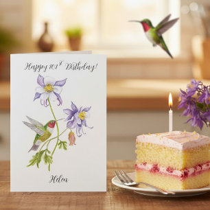 Gelukkig 101ste verjaardag Columbine met Hummingbi Kaart