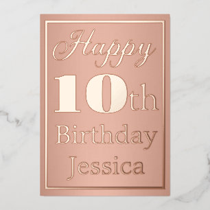 Gelukkig 10e verjaardag Roze Gold Girly Ten Folie Uitnodiging