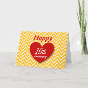 Gelukkig 15-jarig huwelijksjubileum Gouden Chevron Kaart