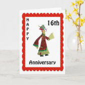 Gelukkig 16-jarig jubileum kaart (Gele Bloem)